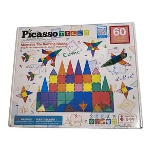 Picasso Tiles Magnetic Building Blocks‎ Set 60 Piece 3D Toy NWT